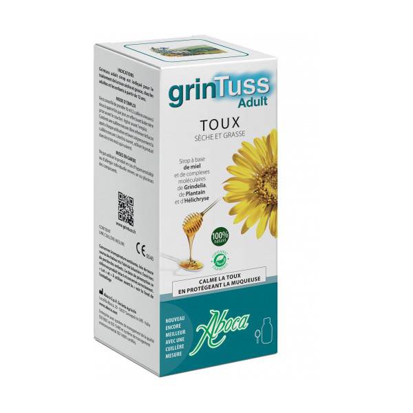 GRINTUSS sirop adulte 128 g contre la toux sèche ou grasse.