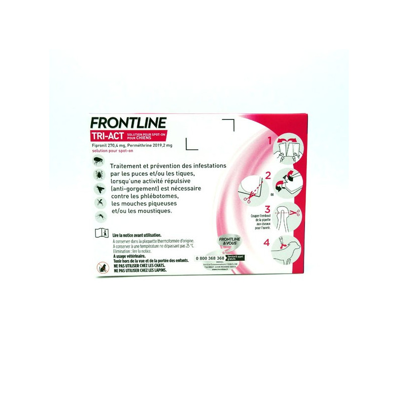 FRONTLINE TRI-ACT CHIEN 20 à 40kg 6 Pipettes FRONTLINE TRI-ACT CHIEN 20 à 40kg 6 Pipettes