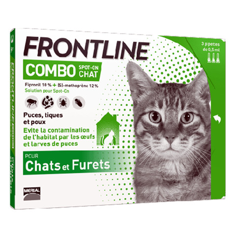 FRONTLINE COMBO CHAT et FURET 3 pipettes antiparasitaire externe