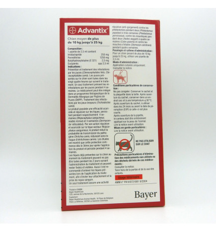 ADVANTIX  CHIEN MOYEN 4 Pipettes