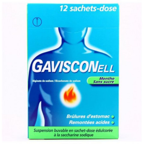 GAVISCONELL Menthe sans sucre suspension buvable 12 sachets