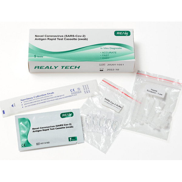 REALY TECH Autotest SARS-Cov covid-19 Boite de 5 tests nasals