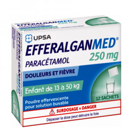 EFFERALGAN UPSA 250 mg poudre effervescente Boite de 12 sachets