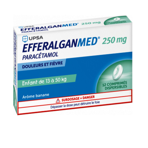 EFFERALGANMED 250 mg 12 comprimés dispersibles banane