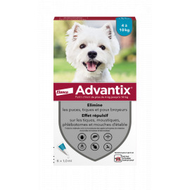 ADVANTIX  PETIT CHIEN 4 à 10 kgs Boite de 4 Pipettes