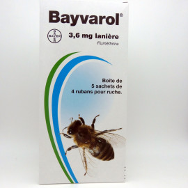 BAYVAROL 3,6 mg Lanière à la fluméthrine Boite de 5 sachets de 4 rubans pour ruches