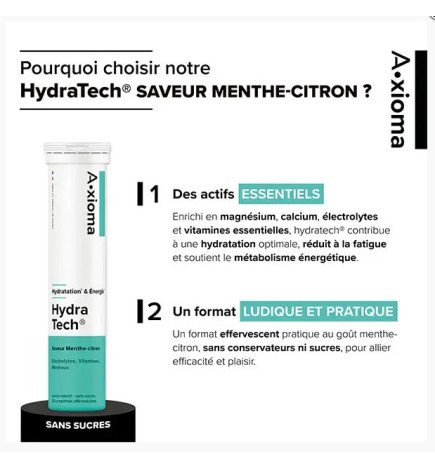 ARAGAN A.XIOMA Hydratech menthe-citron 20 comprimés effervescents
