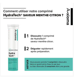 ARAGAN A.XIOMA Hydratech menthe-citron 20 comprimés effervescents
