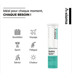 ARAGAN A.XIOMA Hydratech menthe-citron 20 comprimés effervescents