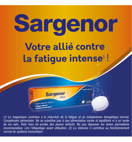 SARGENOR PLUS VITAMINE C ET MAGNESIUM 14 cp effervescents