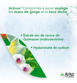 ACTIVOX TOUX SECHE Comprimé soulage les maux de gorge