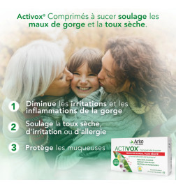 ACTIVOX TOUX SECHE Comprimé soulage les maux de gorge
