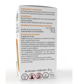 ARKOGELULES GINSENG BIO 45 gélules