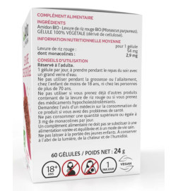 ARKOPHARMA ARKOGELULES LEVURE RIZ ROUGE BIO 60 gélules cholestérol, maladies cardiovasculaires