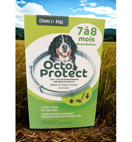 OCTOPROTECT Collier pour chiens de plus de 8kg puces tiques et poux