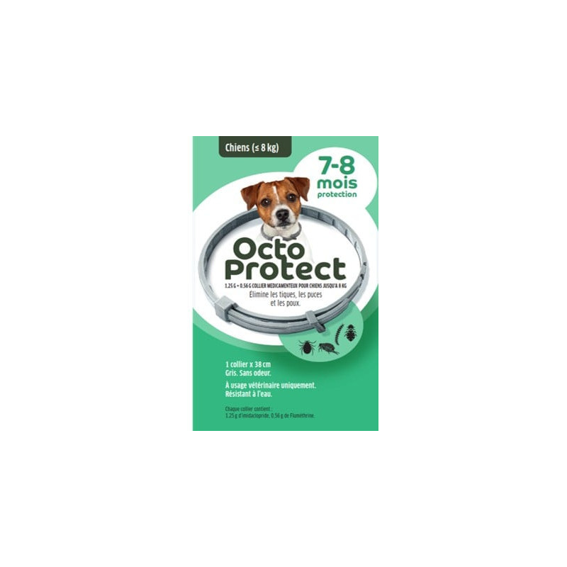 OCTOPROTECT COLLIER ANTIPARASITAIRE POUR CHIEN Jusqu'à 8kg