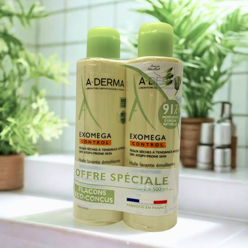 HUILE LAVANTE EMOLLIENTE - EXOMEGA CONTROL - A-DERMA - 2x500mL