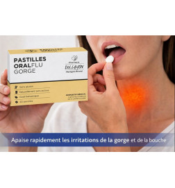 Application des pastilles ORALflu Gorge pour calmer le mal de gorge