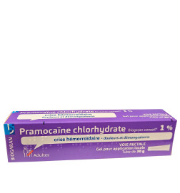 Pramocaïne Biogaran Conseil gel rectal 30 g pour soulager douleur et démangeaisons lors des crises hémorroïdaires.
