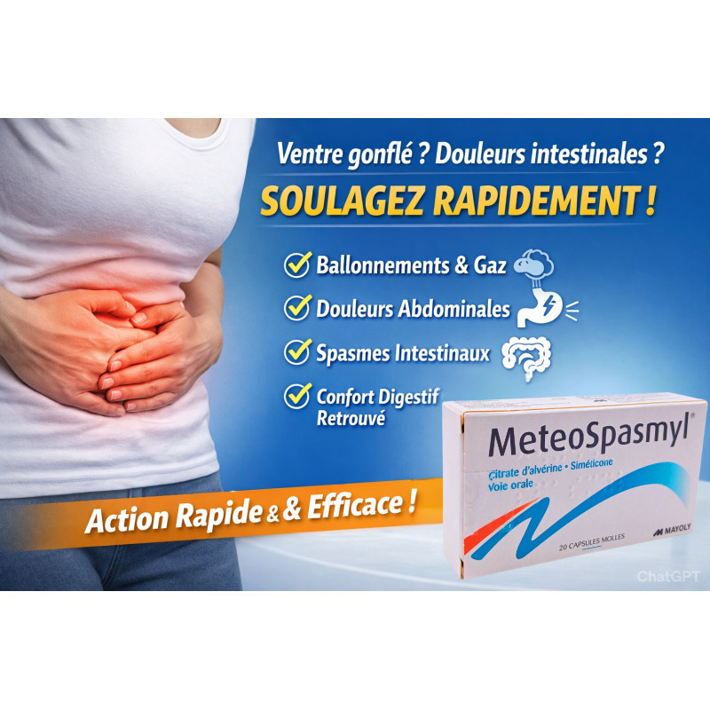 Capsules Meteospasmyl confort digestif intestin irritable