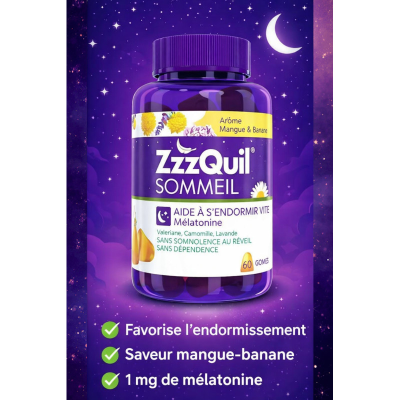 ZZZQUIL SOMMEIL MANG/BANA GOMME 60 ZZZQUIL SOMMEIL MANG/BANA GOMME 60