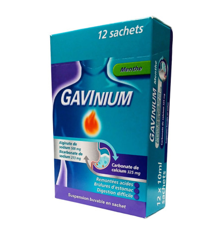 Solution GAVINIUM contre reflux gastrique après repas sachet pratique sans eau
