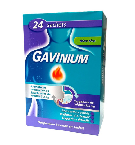 Solution GAVINIUM contre reflux gastrique après repas sachet pratique sans eau