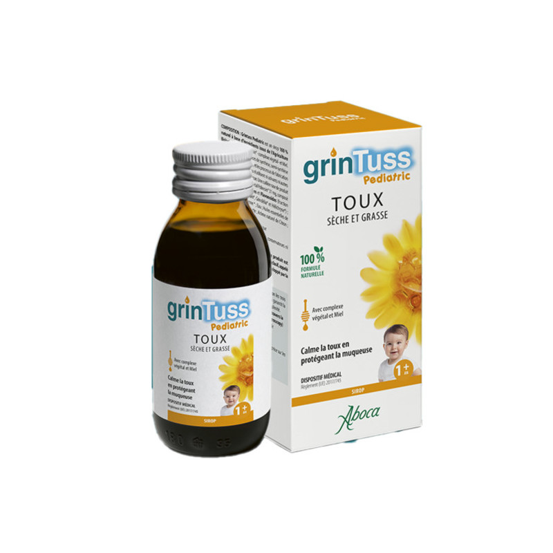 GRINTUSS SIROP PÉDIATRIQUE BIO 180 g – Toux sèche et grasse enfant – Aboca GRINTUSS SIROP PÉDIATRIQUE BIO 180 g – Toux sèche et grasse enfant – Aboca