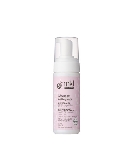 Mousse Nettoyante Oxygénante MKL 150 ml pour nettoyer et démaquiller le visage et les yeux.