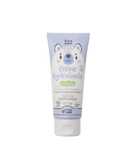 Crème Hydratante Bio MKL Baby Green 100 ml pour nourrir et protéger la peau délicate de bébé.