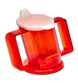 HENROCUP HENROTEK Rouge à deux anses Tasse ergonomique pour faciliter la prise de boisson