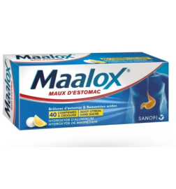 MAALOX Maux d'estomac 40 comprimés à croquer sans sucre citron