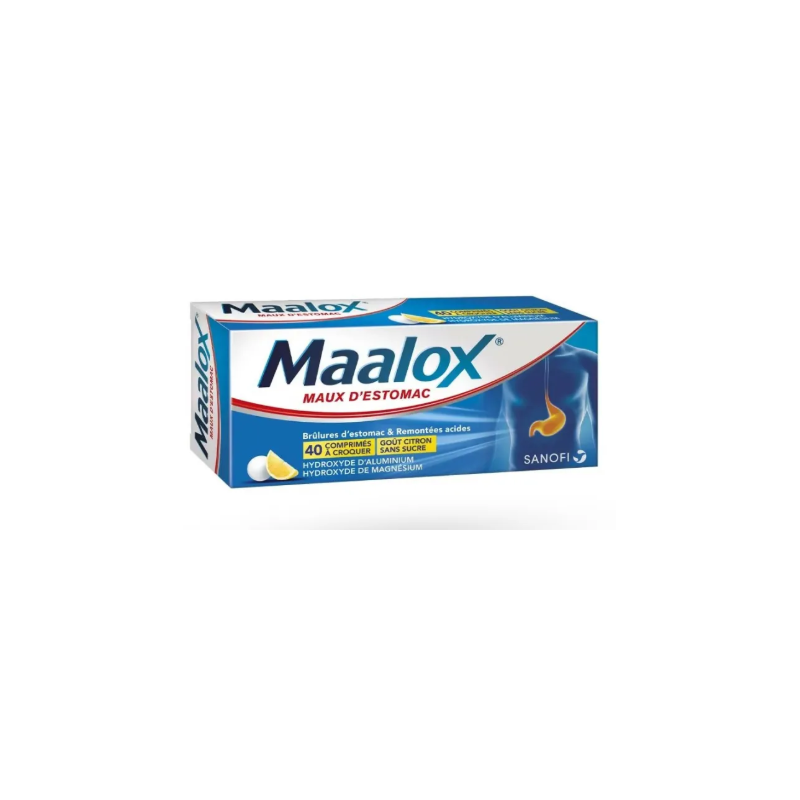 MAALOX Maux d'estomac 40 comprimés à croquer sans sucre citron