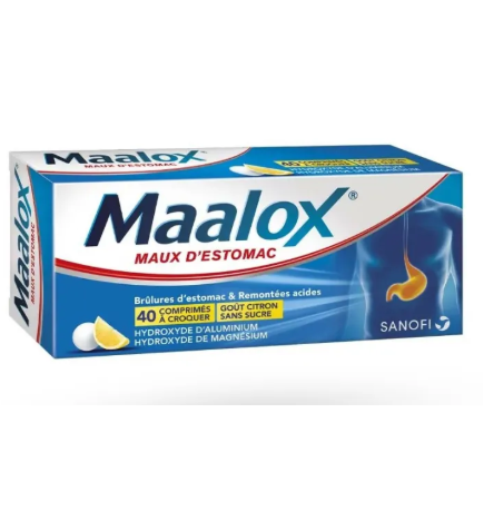 MAALOX Maux d'estomac 40 comprimés à croquer sans sucre citron