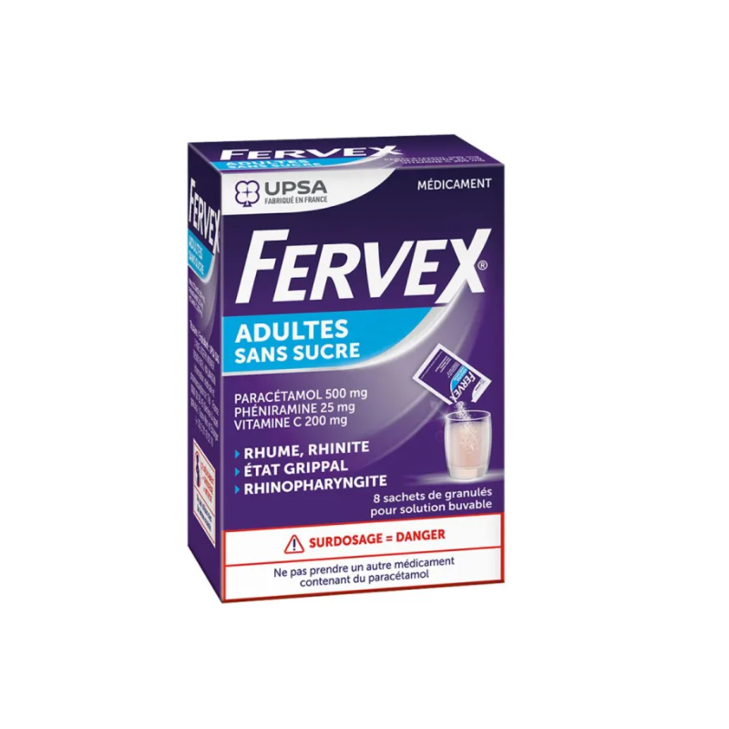 FERVEX ADULTES SANS SUCRE GRANULES BUVABLES 8 SACHETS FERVEX ADULTES SANS SUCRE GRANULES BUVABLES 8 SACHETS