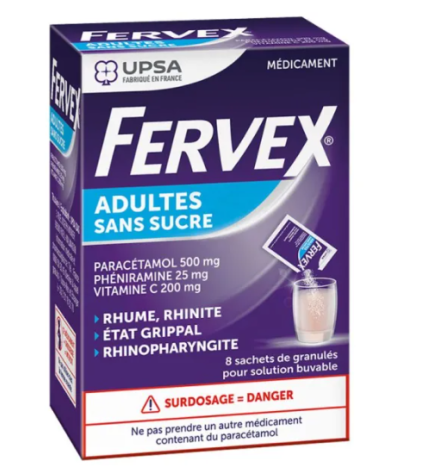 FERVEX ADULTES SANS SUCRE GRANULES BUVABLES 8 SACHETS