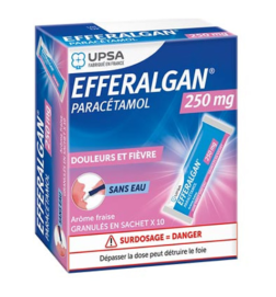 EFFERALGAN UPSA 250mg Boite de 10 sachets granulés fraise