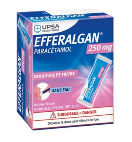 EFFERALGAN UPSA 250mg Boite de 10 sachets granulés fraise