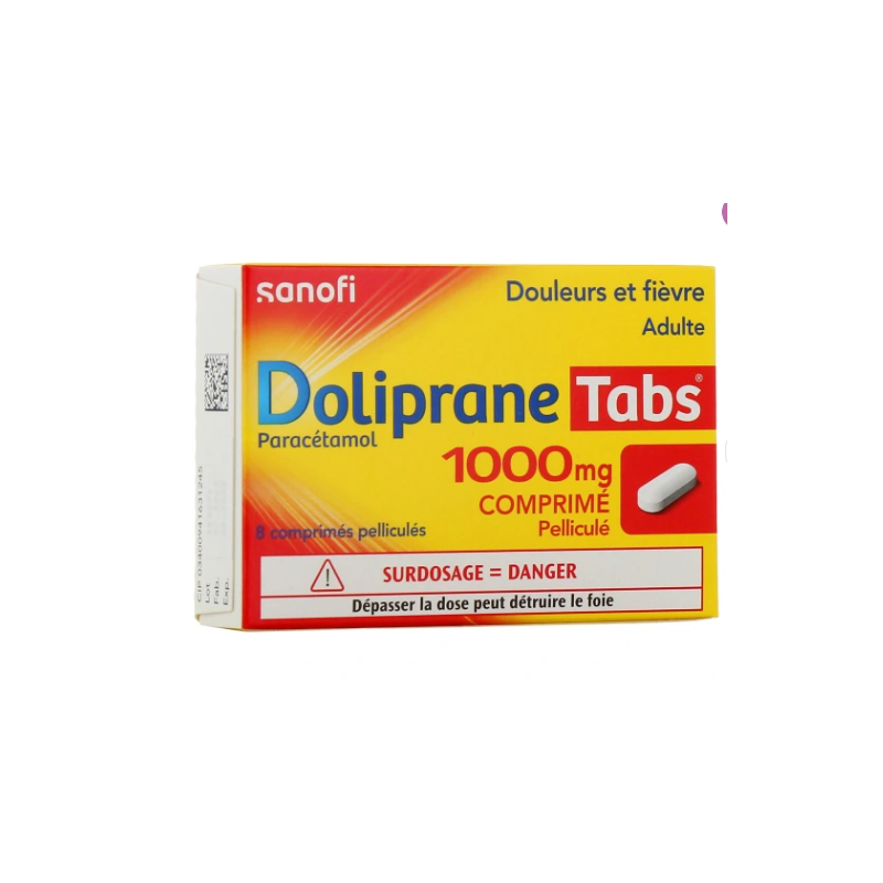 DOLIPRANE TABS 1000 mg Boite de 8 comprimés