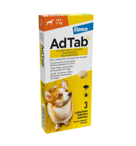 AdTab 225 mg Chien – 3 comprimés | Puces et Tiques