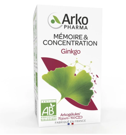 Arkopharma Ginkgo BIO 150 gélules – Mémoire & Concentration