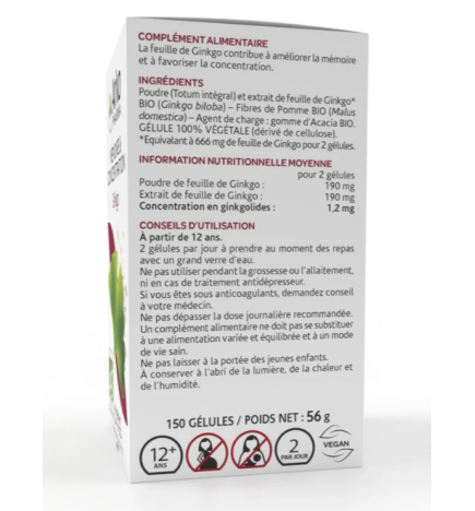 Arkopharma Arkogélules BIO Ginkgo 150 gélules