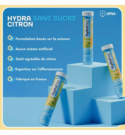 HYDRAFIZZ HYDRA SANS SUCRE CITRON – 16 COMPRIMÉS EFFERVESCENTS